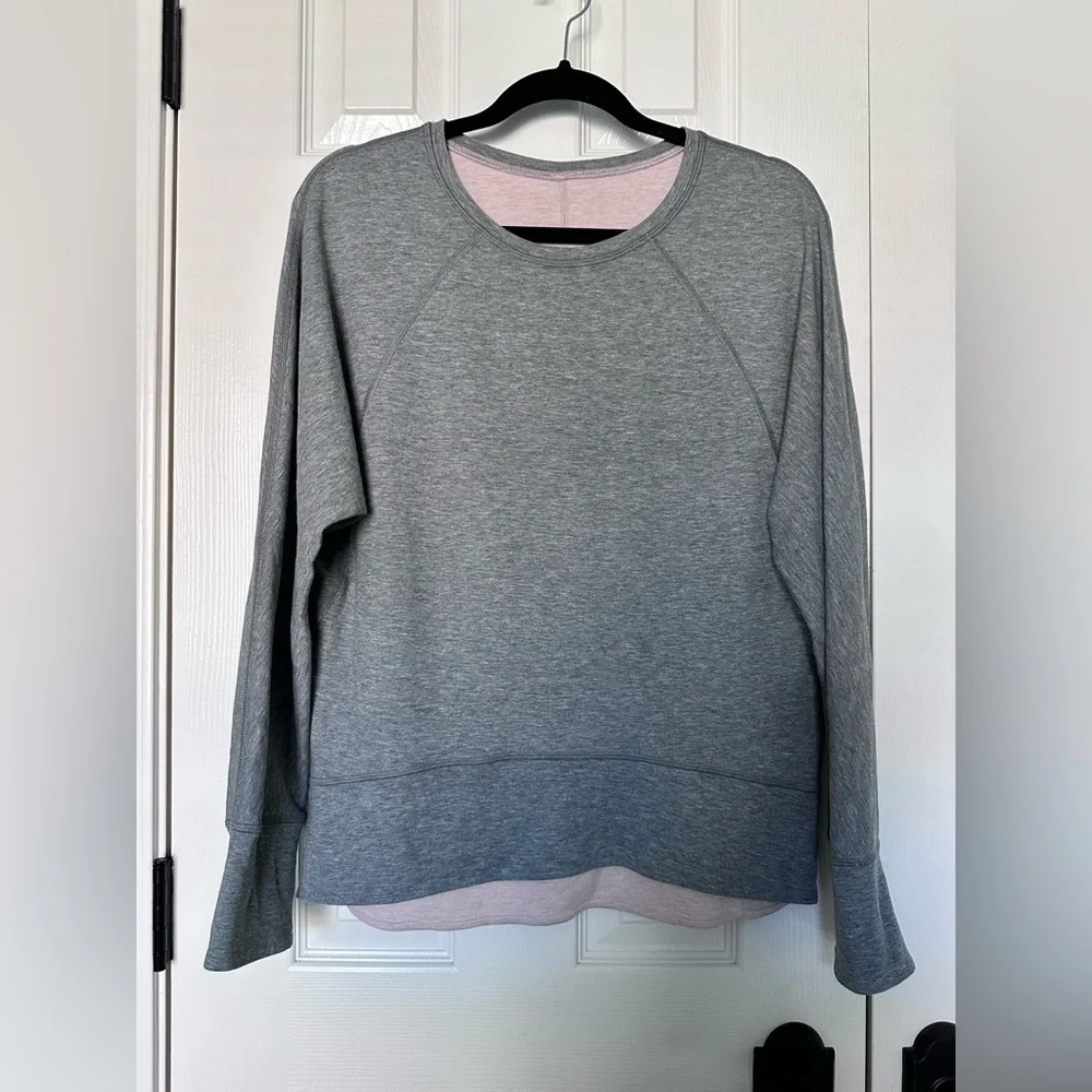 Lululemon Time Out Crew Reversible Heathered Bleached Coral/Heather Medium Grey - Picture 8 of 12